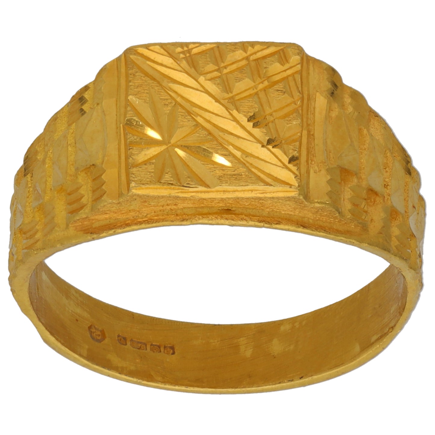 22ct Gold Patterned Signet Ring Size U