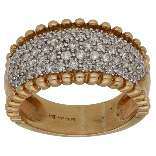 9ct Gold 1.12ct Diamond Dress/Cocktail Ring Size Q