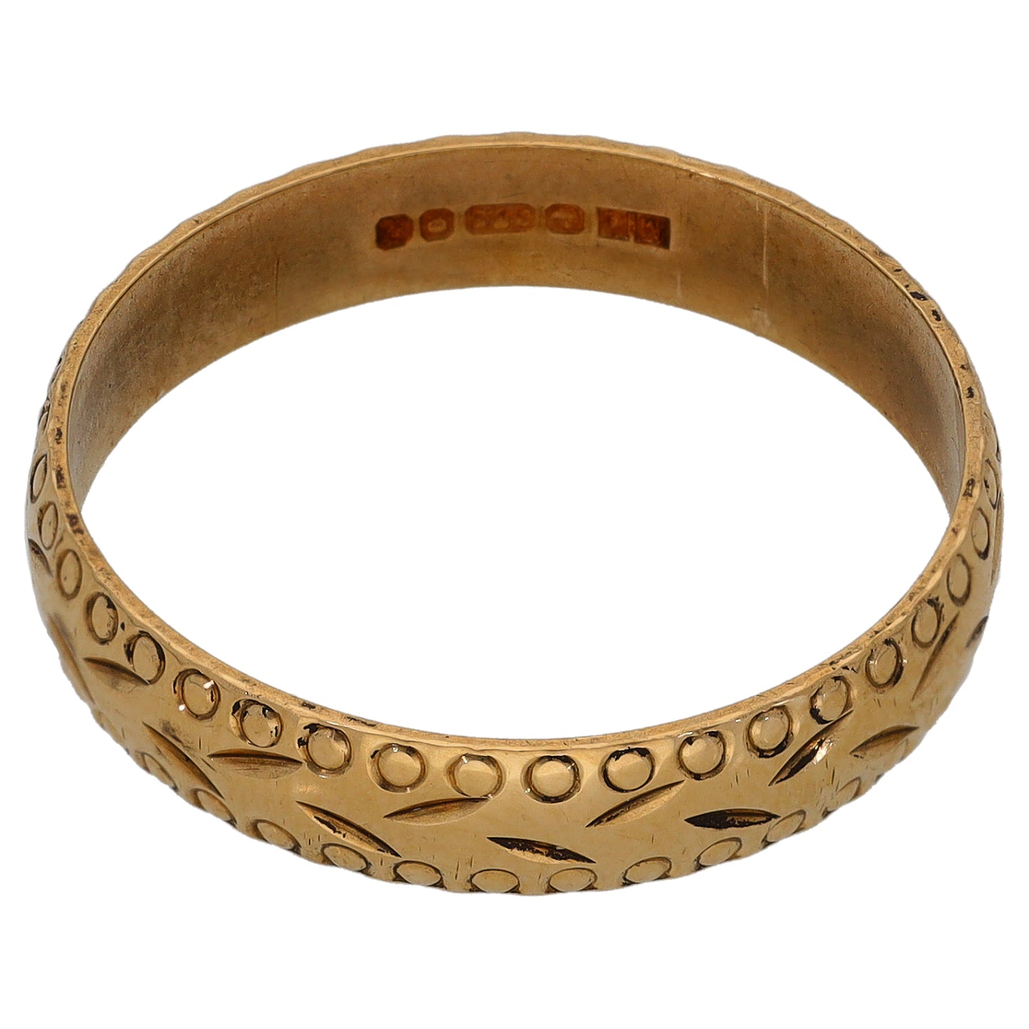 9ct Gold Patterned Wedding Ring Size S