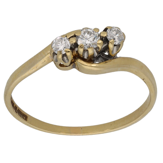 9ct Gold 0.20ct Diamond Trilogy Ring Size N