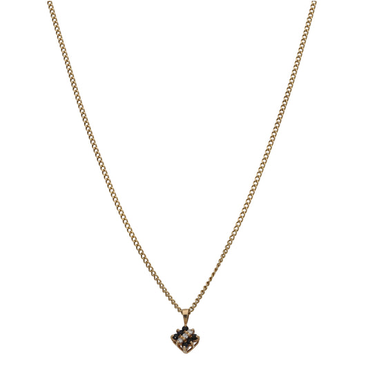 9ct Gold Sapphire & 0.03ct Diamond Alternative Pendant With Chain