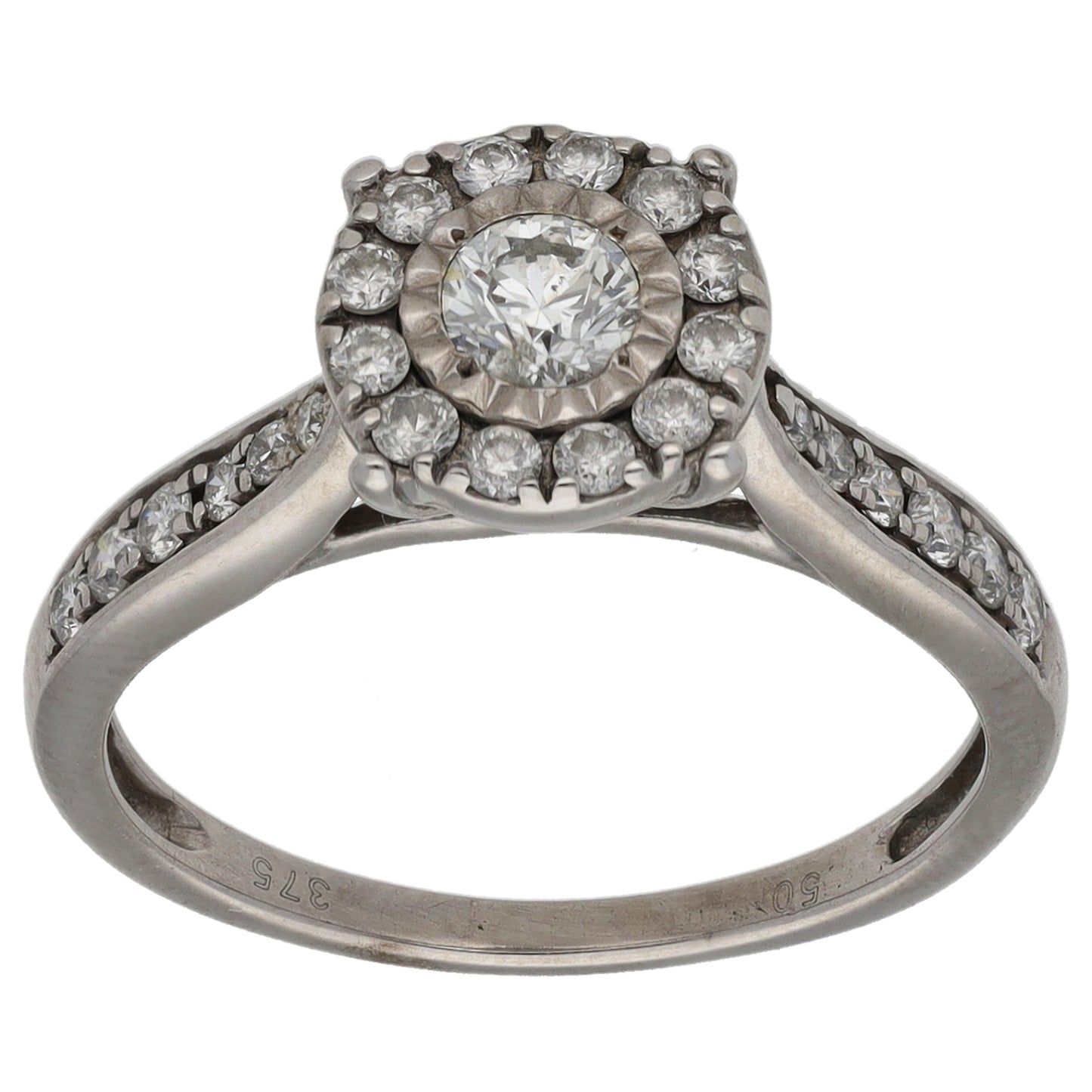 9ct White Gold 0.50ct Diamond Cluster Ring Size K