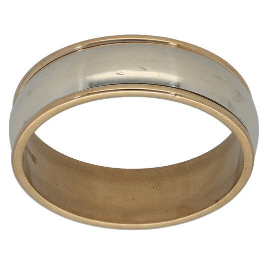 9ct Bicolour Gold Plain Wedding Ring Size Z