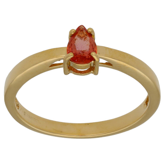 18ct Gold Red Sapphire Single Stone Ring Size N