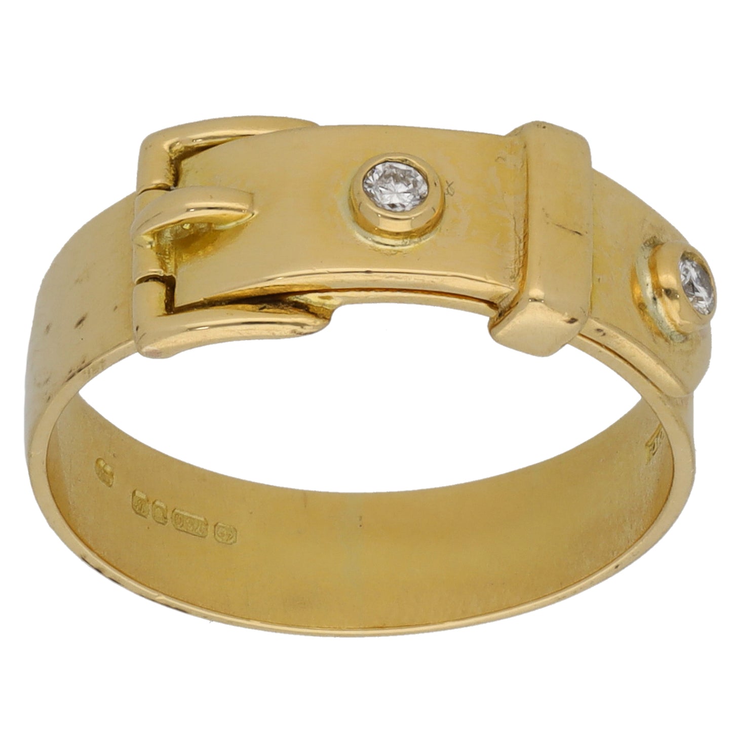 18ct Gold 0.06ct Diamond Buckle Ring Size M