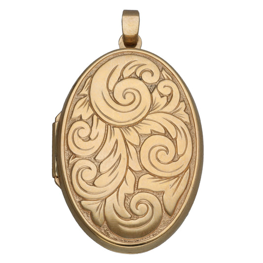9ct Gold Patterned Locket Pendant