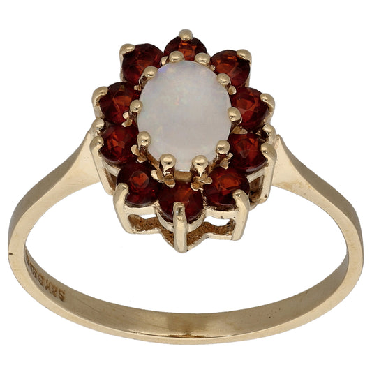 9ct Gold Opal & Garnet Dress/Cocktail Ring Size P