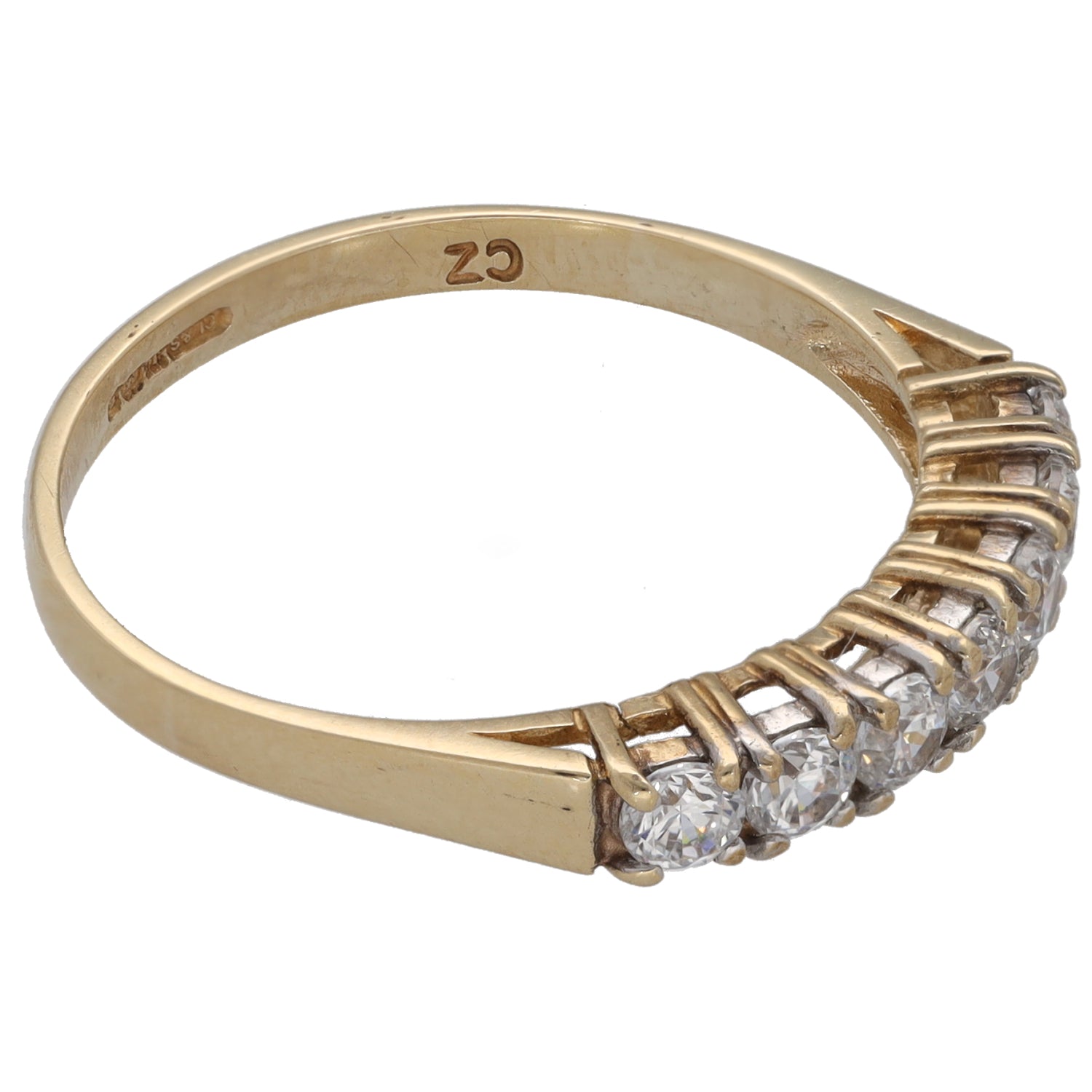 9ct gold CZ half eternity ring, size R