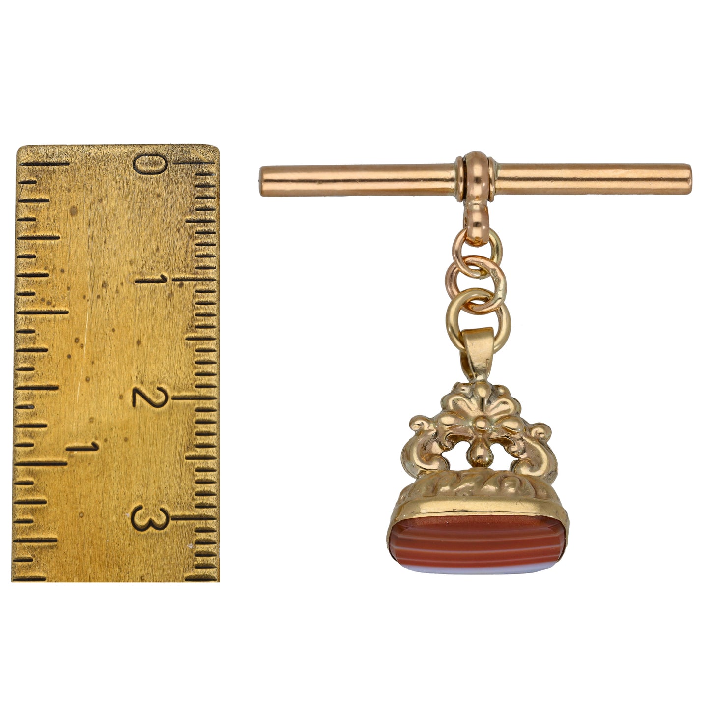 9ct Gold Agate Fob Pendant