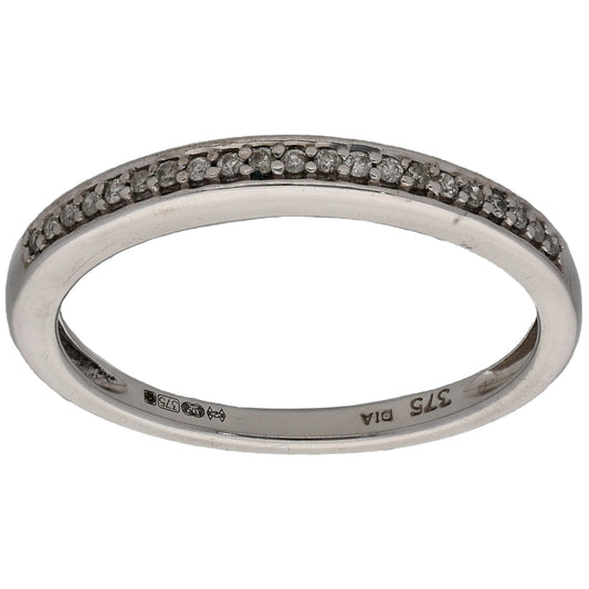 9ct White Gold 0.05ct Diamond Half Eternity Ring Size M