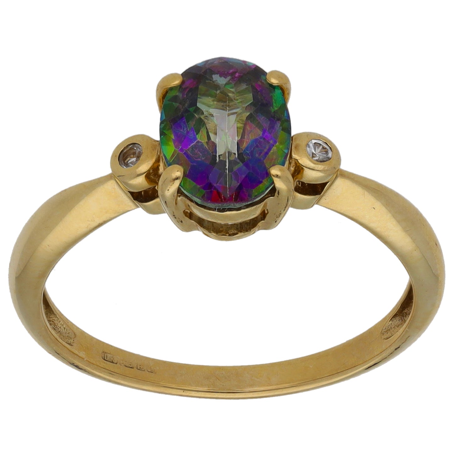 9ct Gold Coated Topaz & Topaz Three Stone Ring Size N