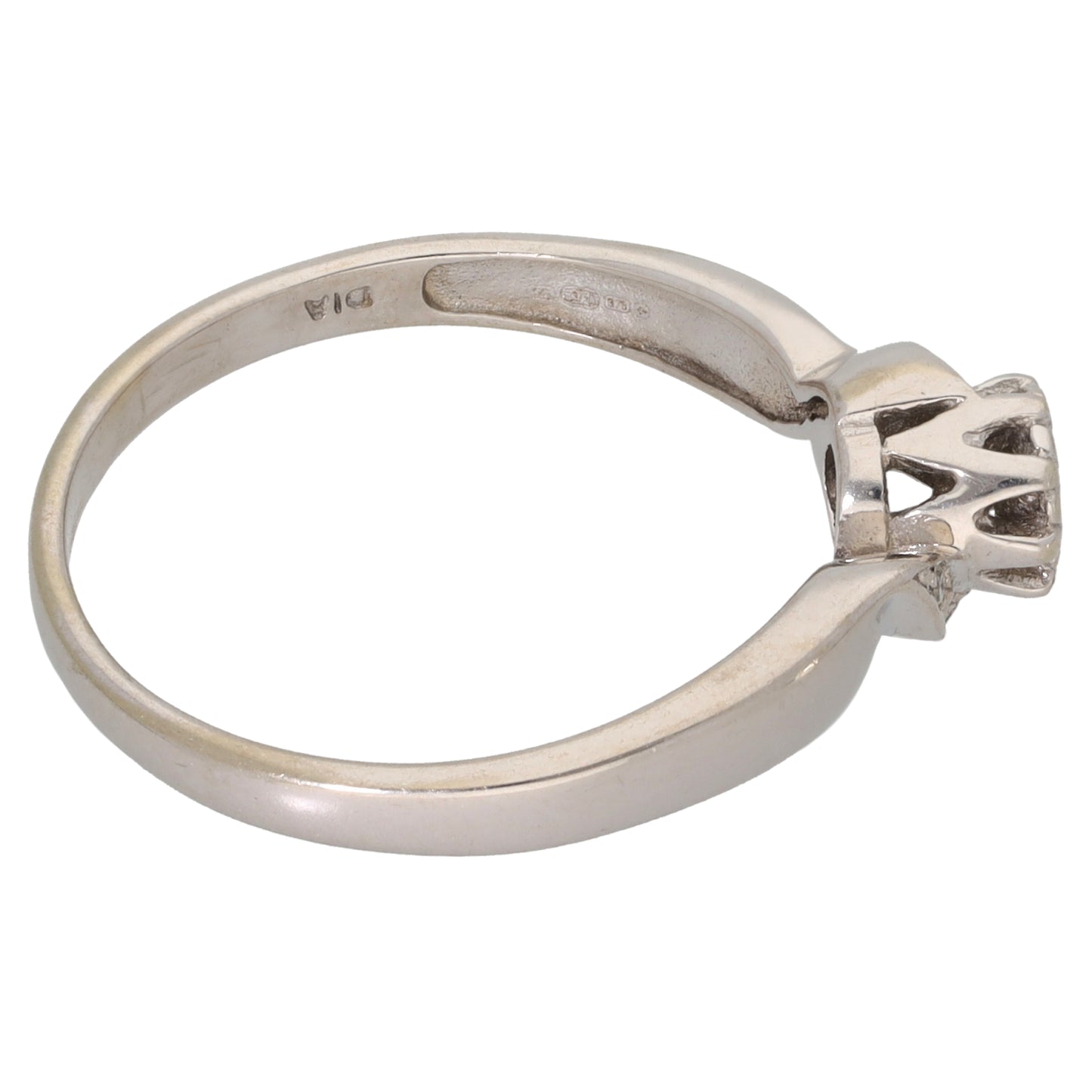 9ct White Gold 0.05ct Diamond Solitaire Ring With Accent Stones Size P