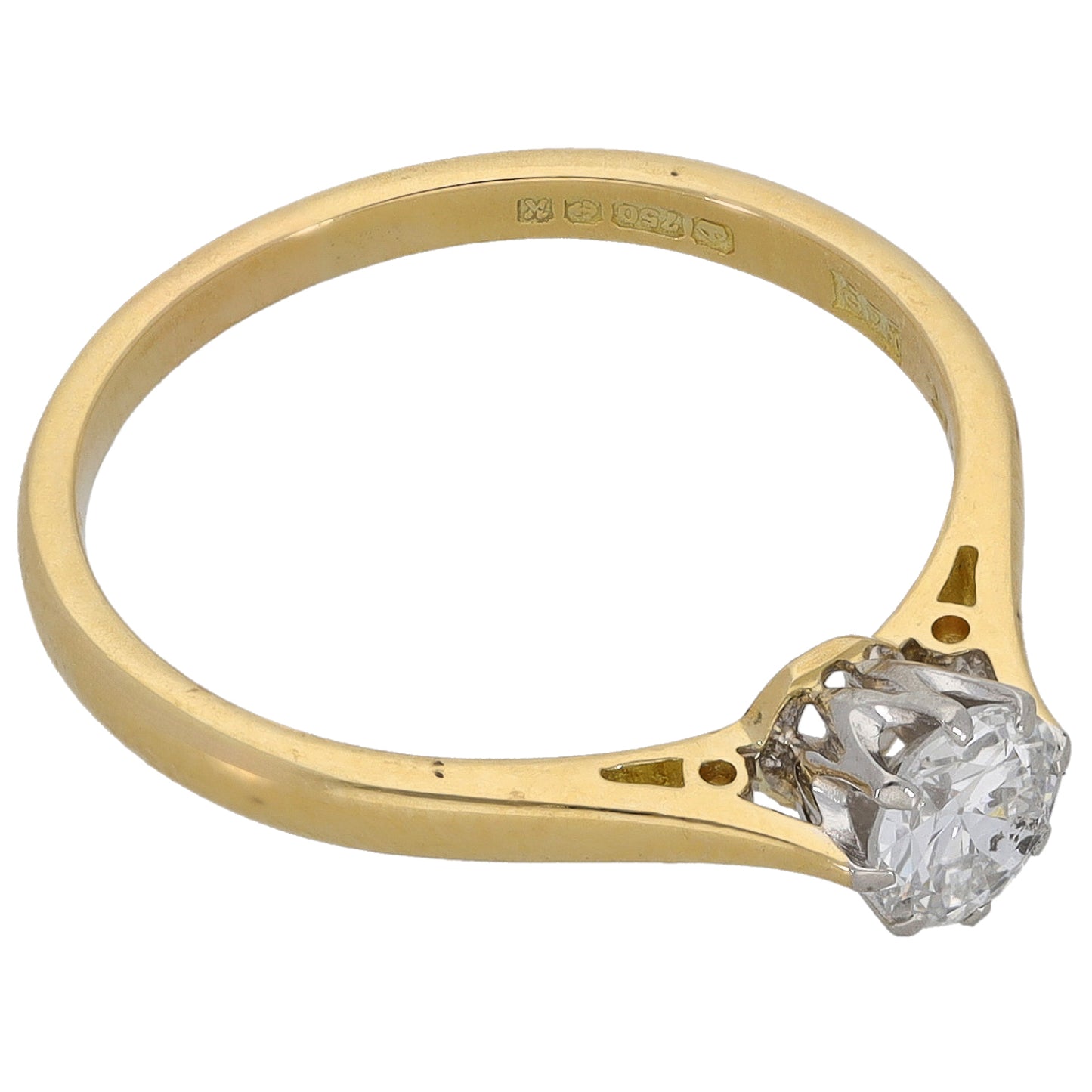 18ct Gold 0.38ct Diamond Solitaire Ring Size N