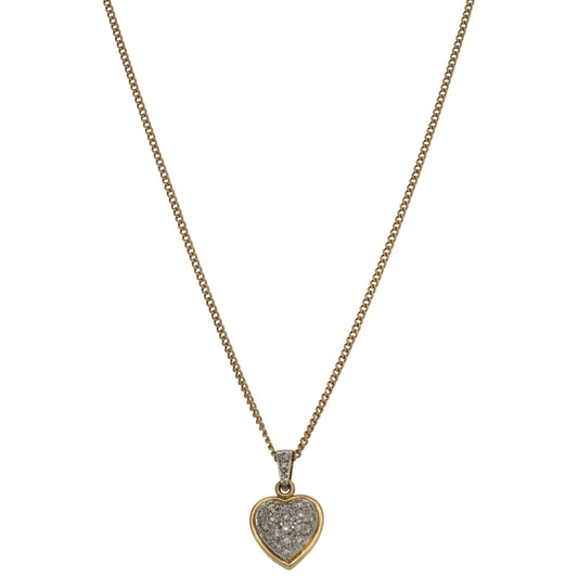 9ct Gold 0.22ct Diamond Heart Pendant With Chain