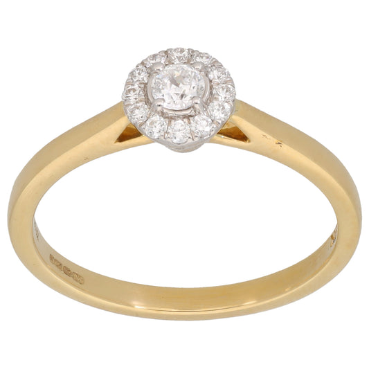 18ct Gold 0.25ct Diamond Halo Ring Size R