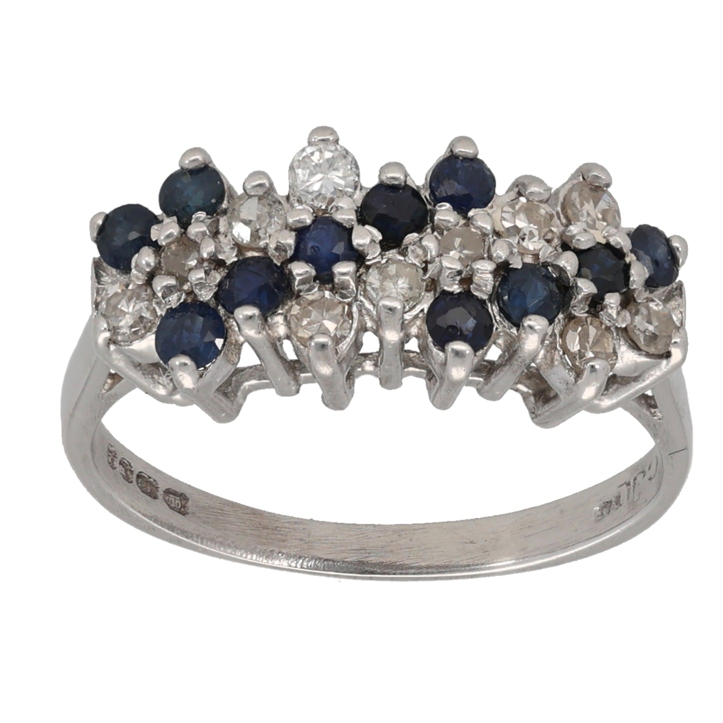 18ct White Gold 0.22ct Diamond & Sapphire Dress/Cocktail Ring Size L