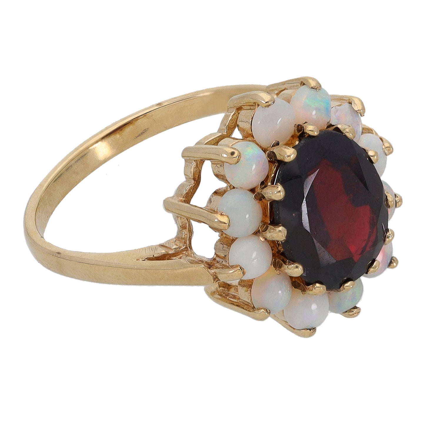 9ct Gold Garnet & Opal Dress/Cocktail Ring Size O