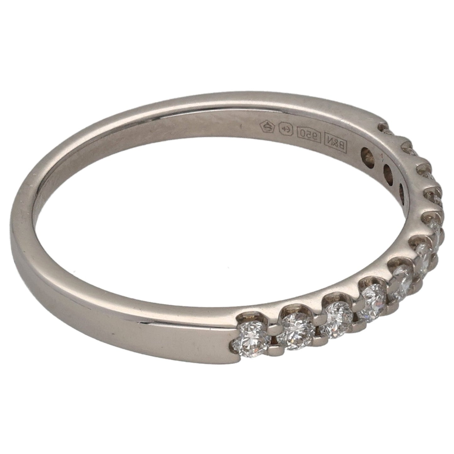 Platinum 0.25ct Diamond Half Eternity Ring Size L