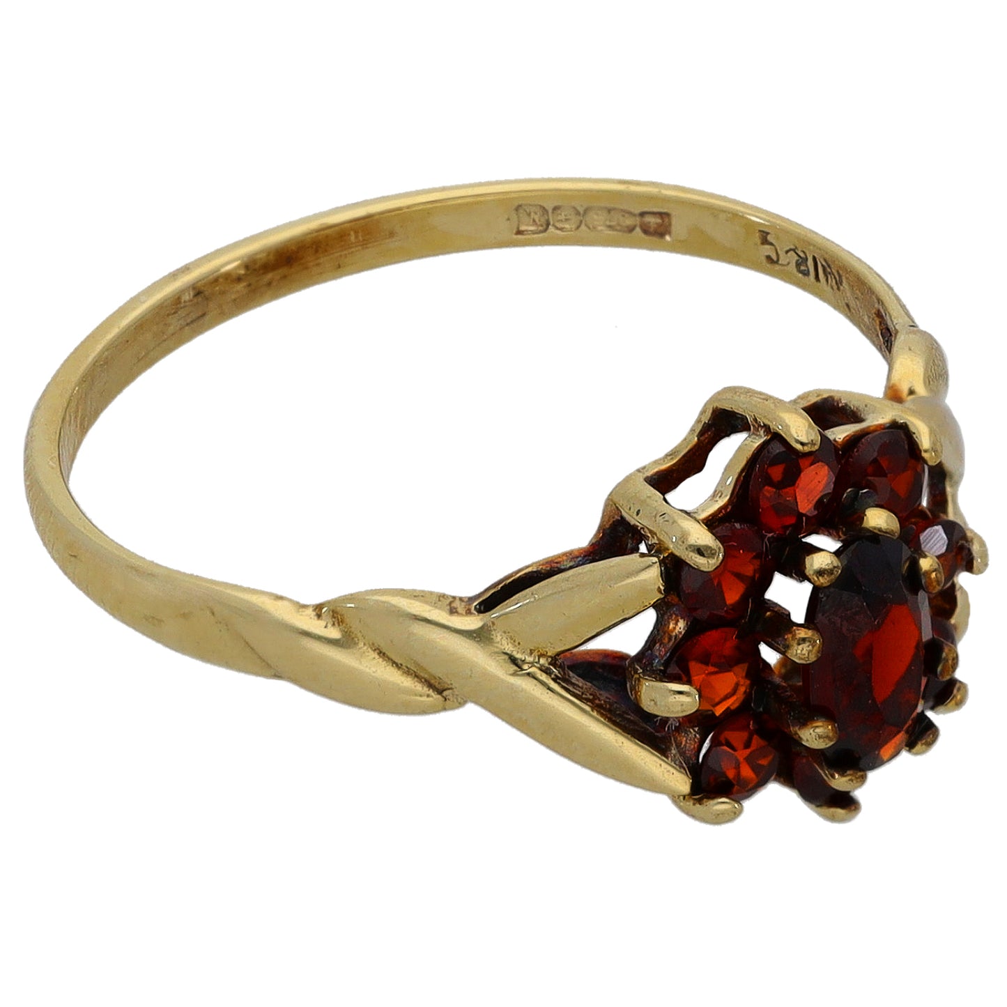 9ct Gold Garnet Cluster Ring Size L