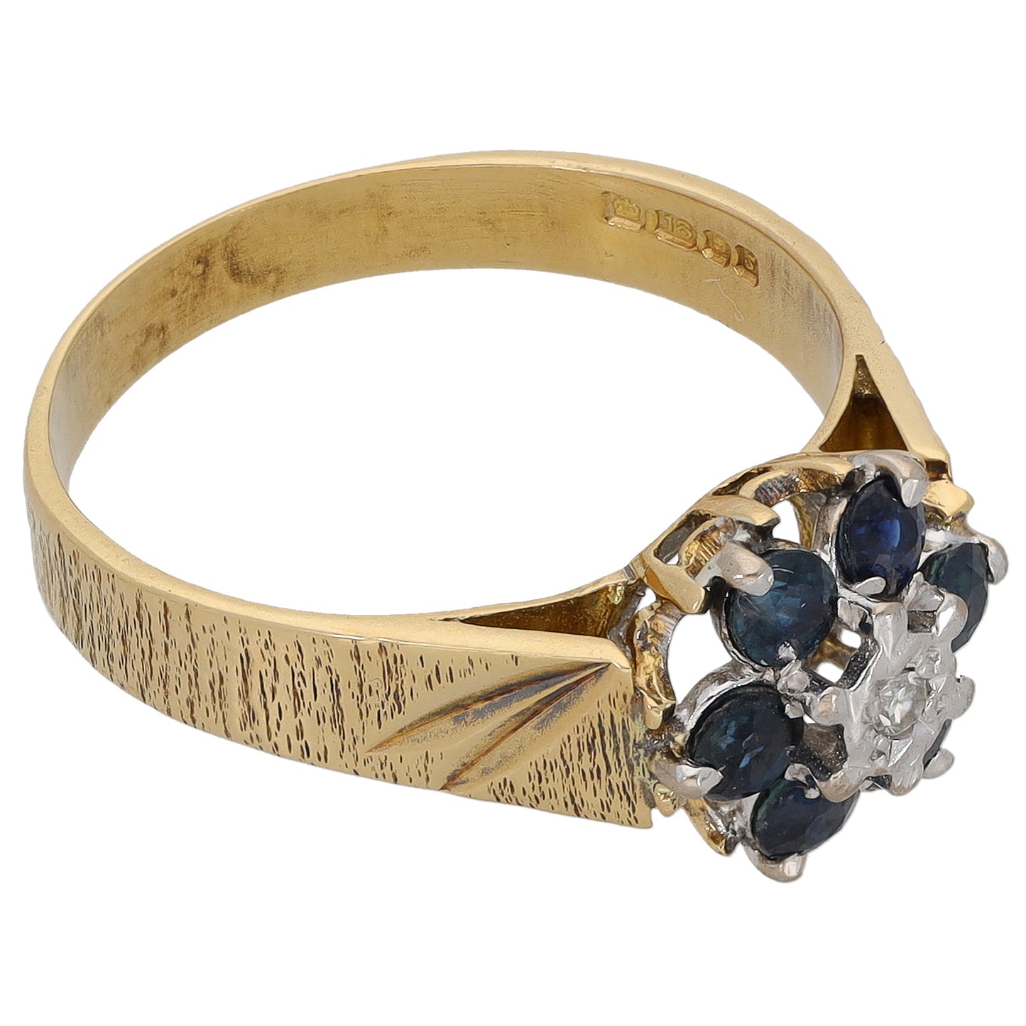 18ct Gold 0.02ct Diamond & Sapphire Cluster Ring Size N