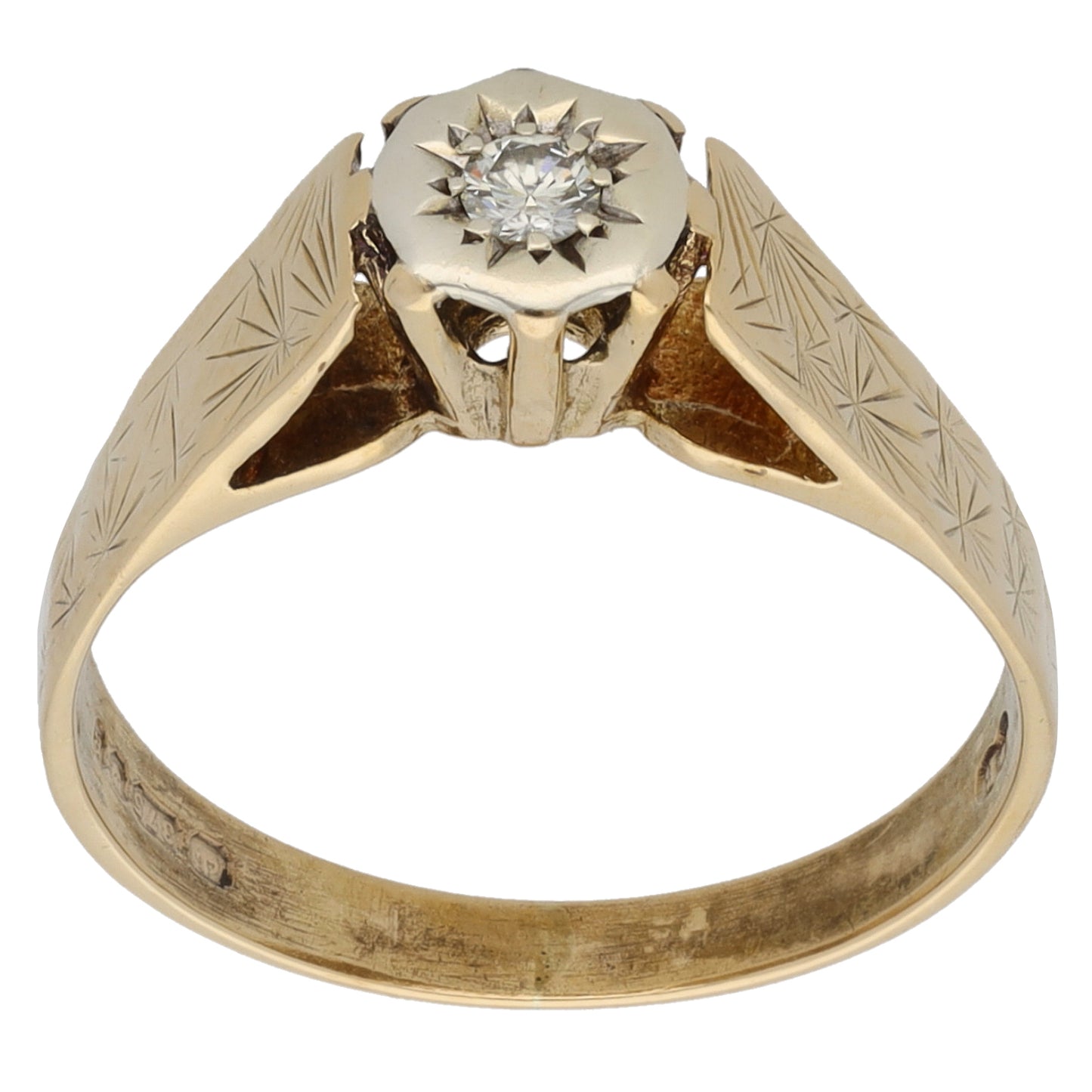 9ct Gold 0.05ct Diamond Solitaire Ring Size M