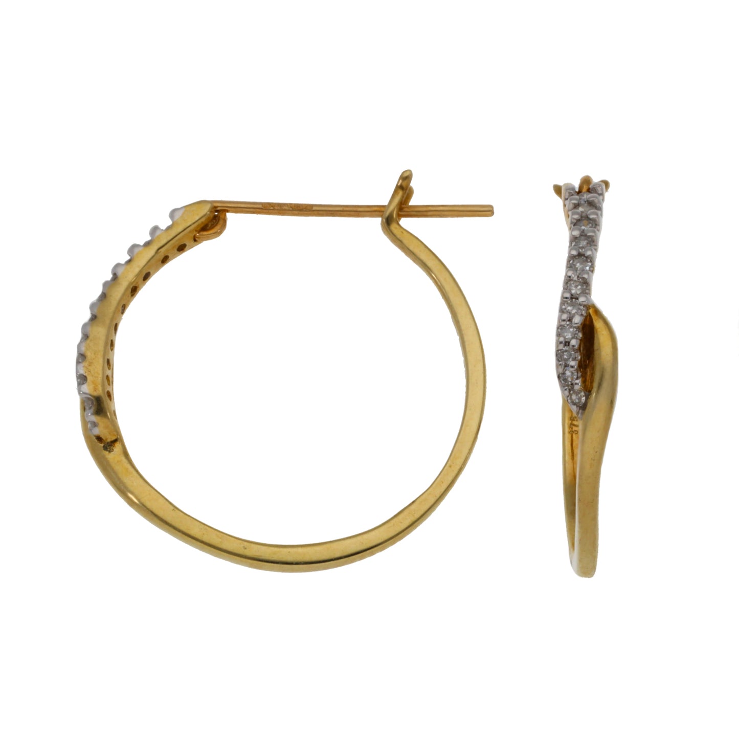 9ct Gold 0.11ct Diamond Hoop Earrings
