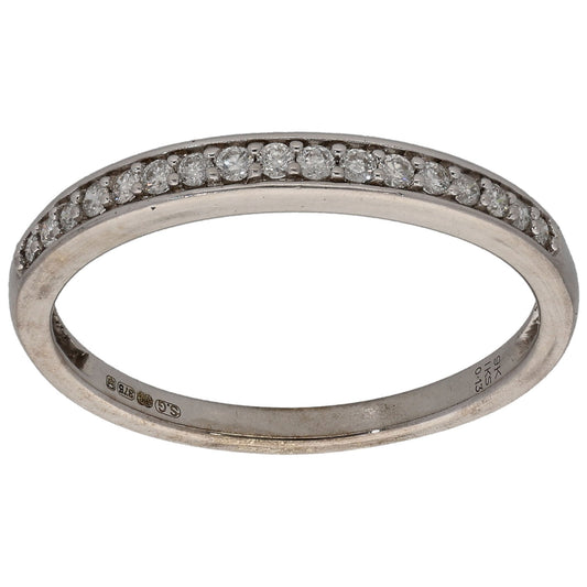 9ct White Gold 0.13ct Diamond Half Eternity Ring Size N