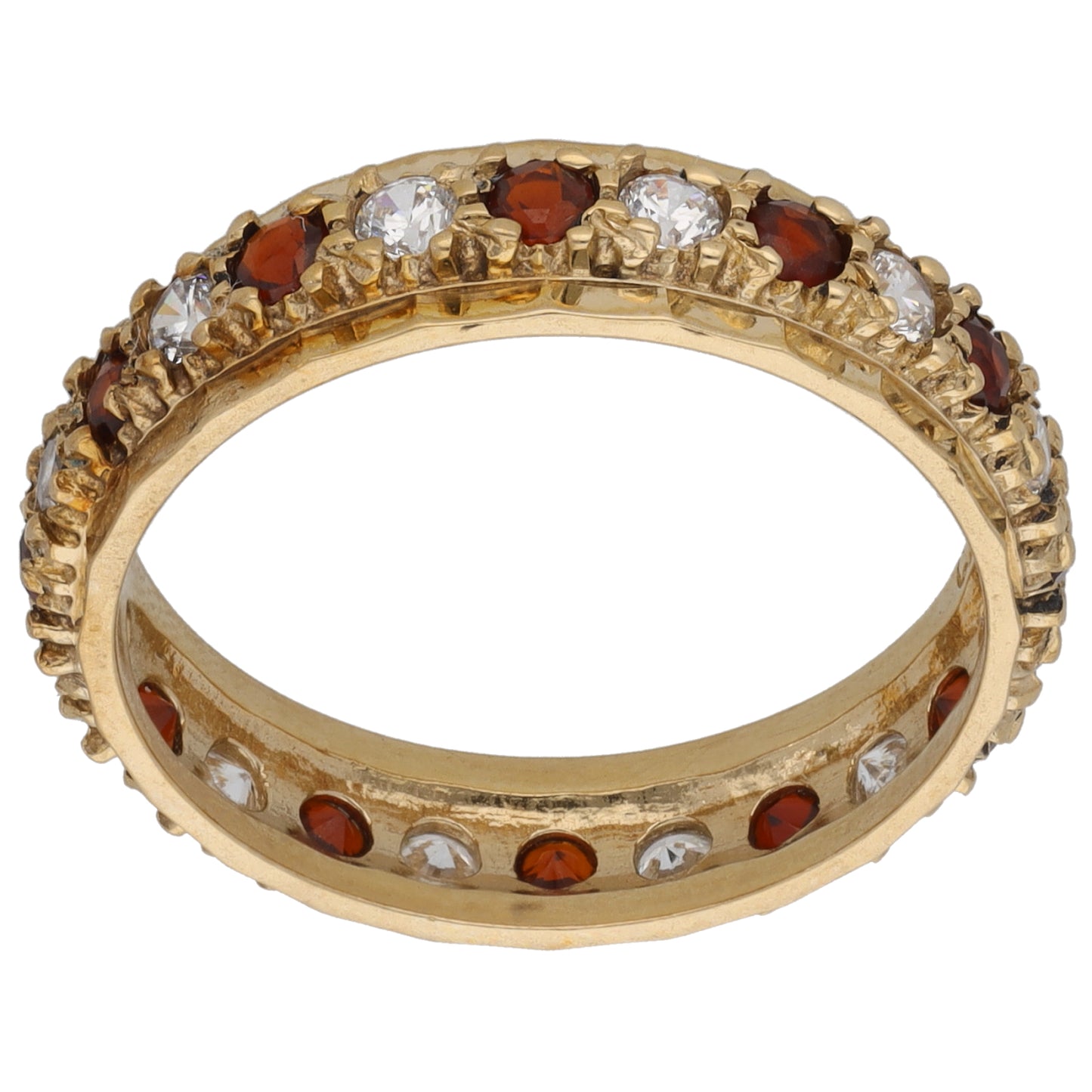 9ct Gold Garnet & Cubic Zirconia Eternity Ring Size Q