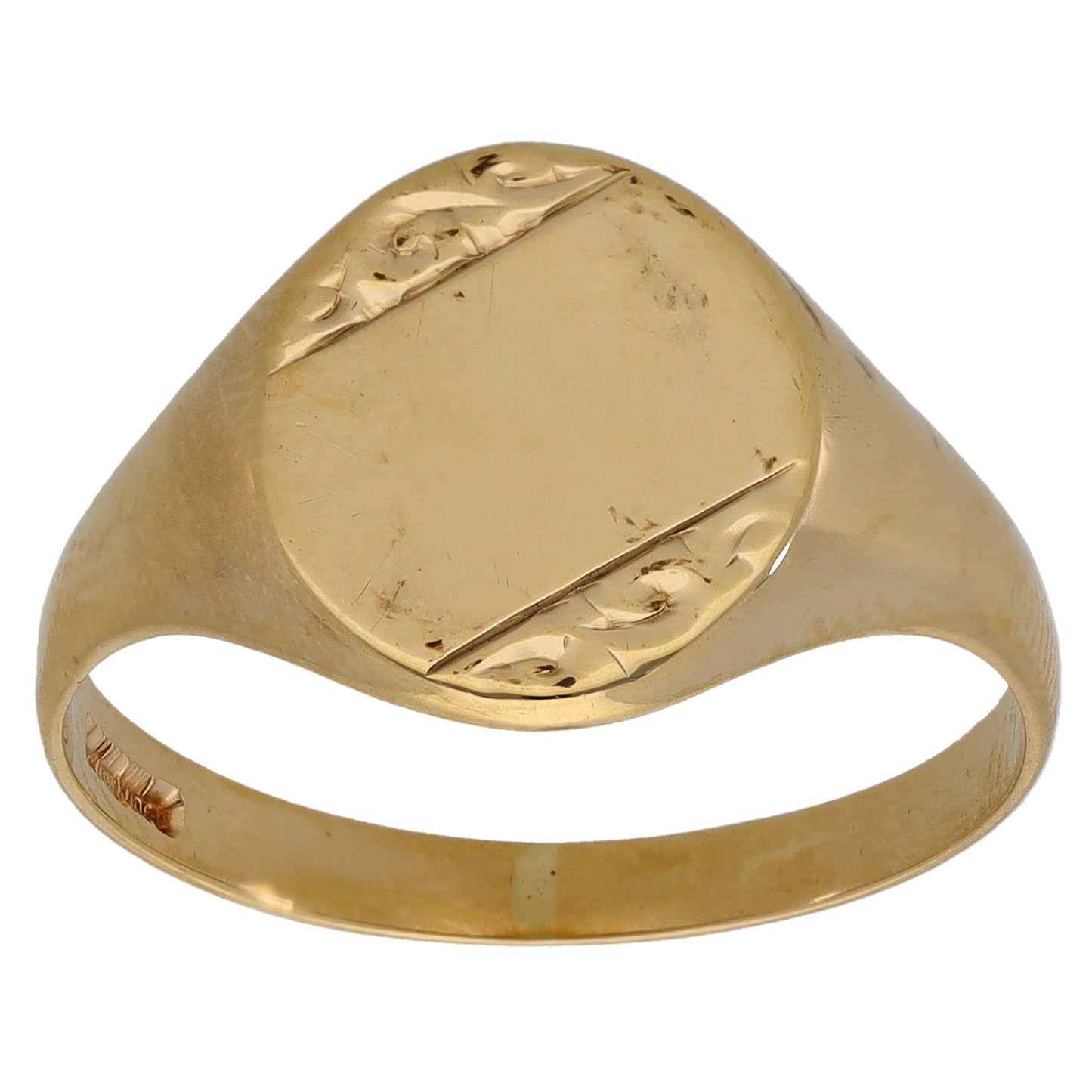 9ct Gold Patterned Signet Ring Size S