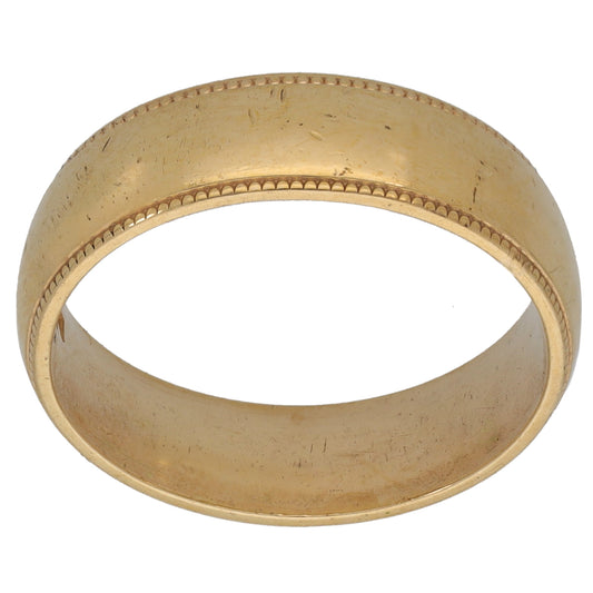 9ct Gold Patterned Wedding Ring Size L