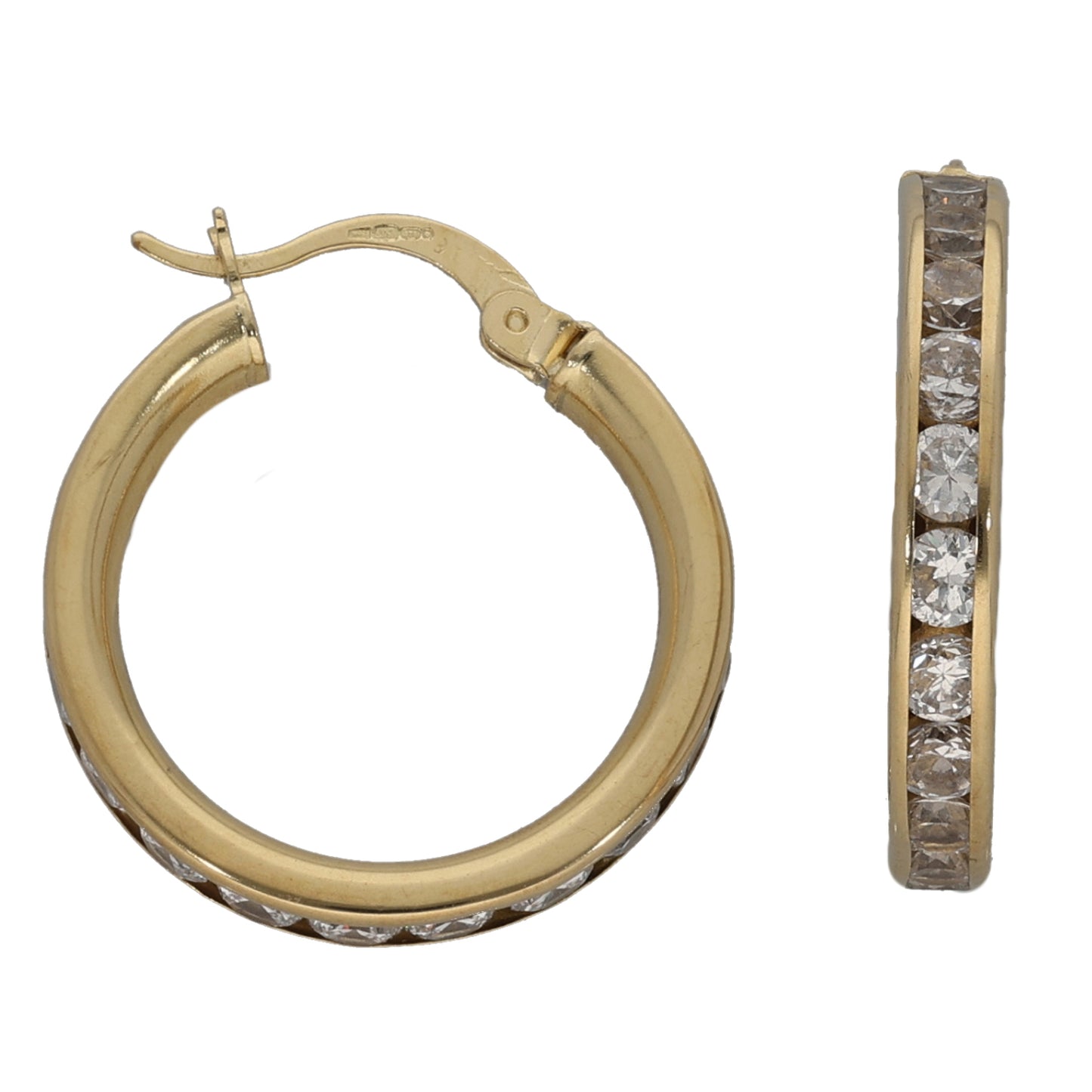 9ct Gold Cubic Zirconia Hoop Earrings