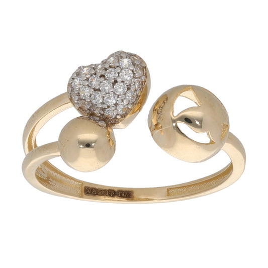 14ct Gold Cubic Zirconia Dress/Cocktail Heart Ring