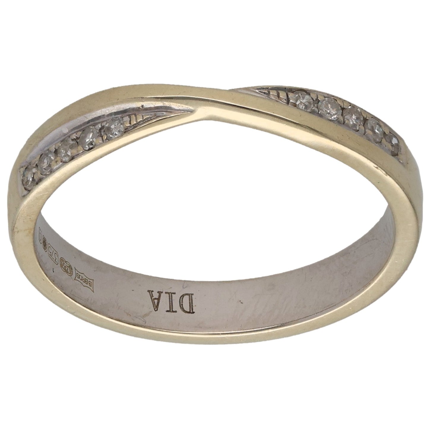 9ct White Gold 0.05ct Diamond Half Eternity Ring Size L