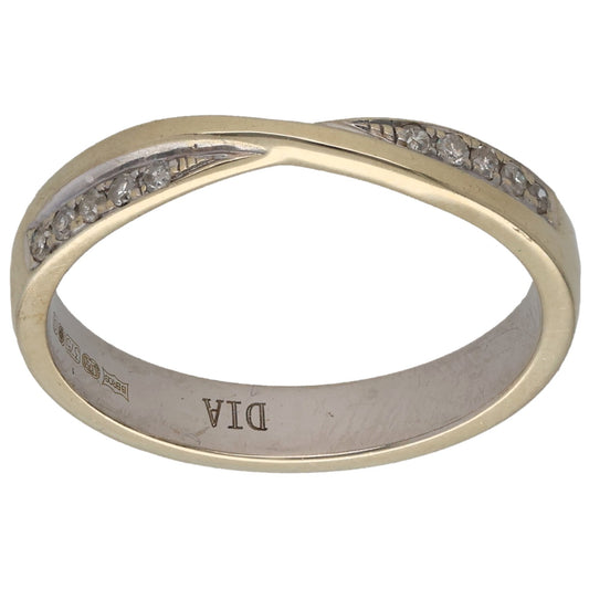 9ct White Gold 0.05ct Diamond Half Eternity Ring Size L
