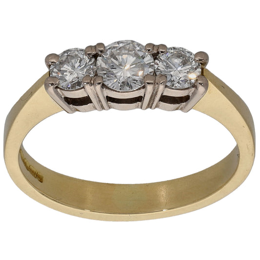 18ct Gold 0.67ct Diamond Trilogy Ring Size M