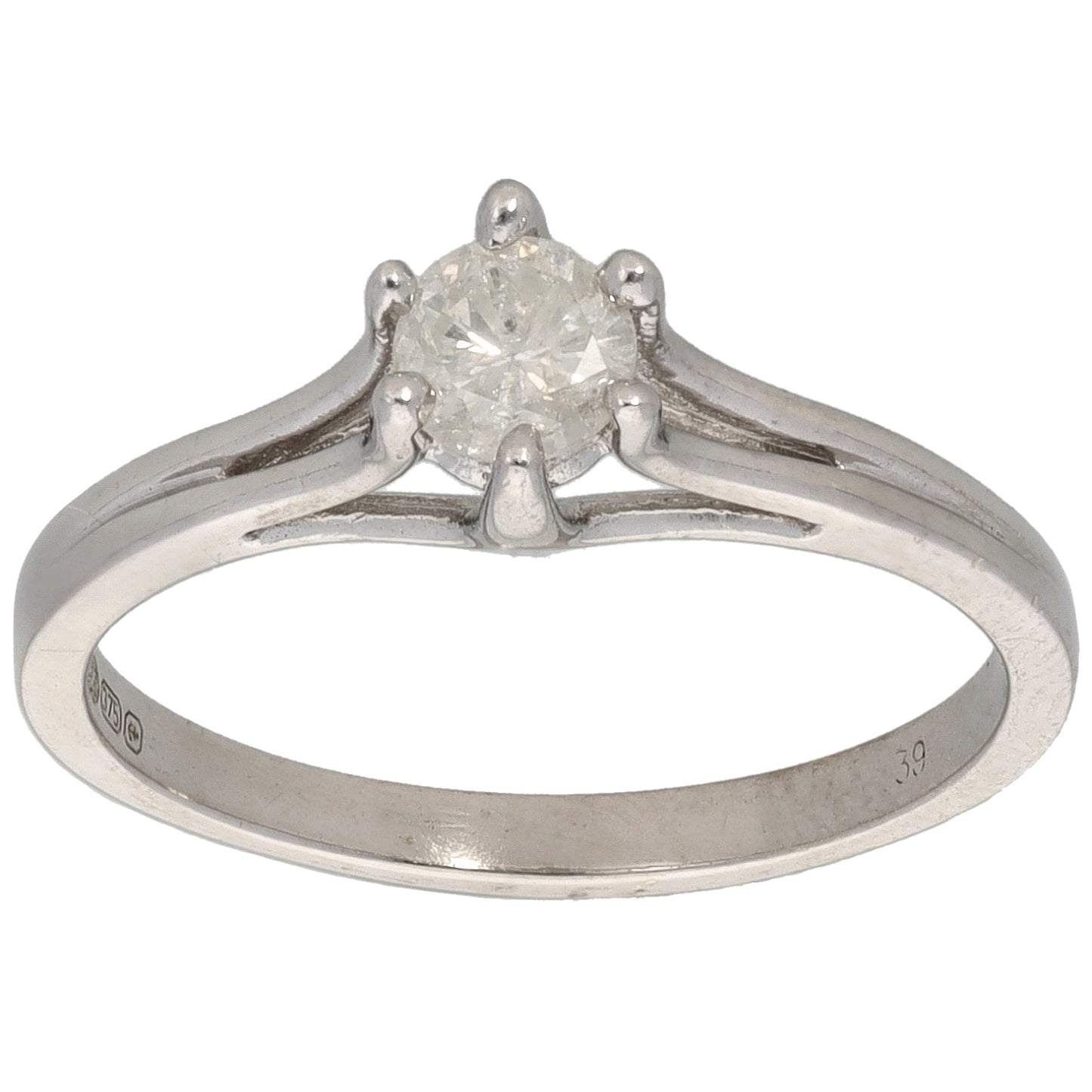 9ct White Gold 0.39ct Diamond Solitaire Ring Size M