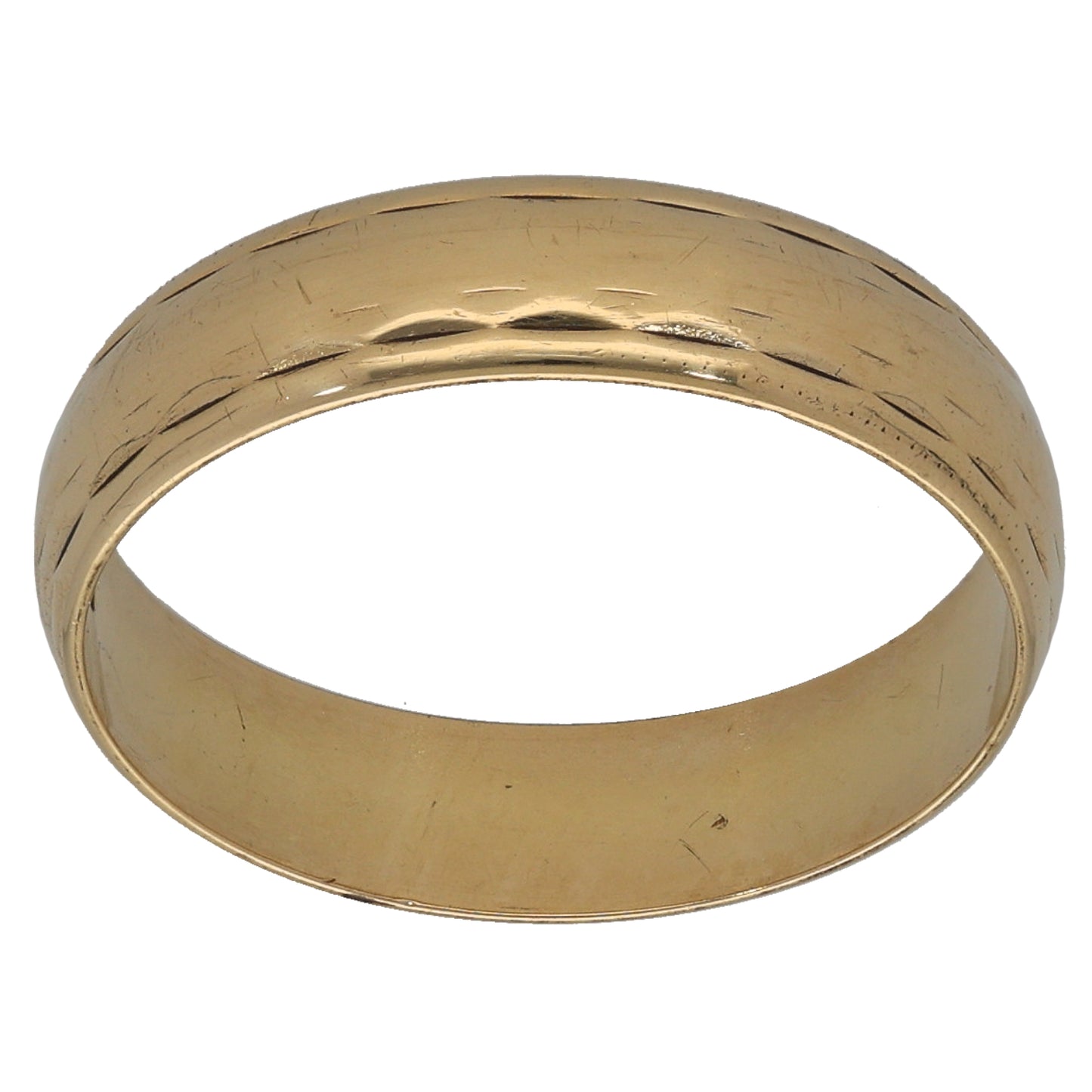 18ct Gold Patterned Wedding Ring Size P