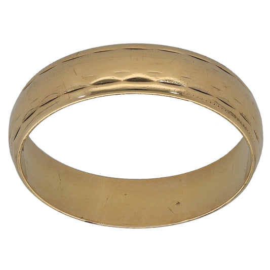 18ct Gold Patterned Wedding Ring Size P