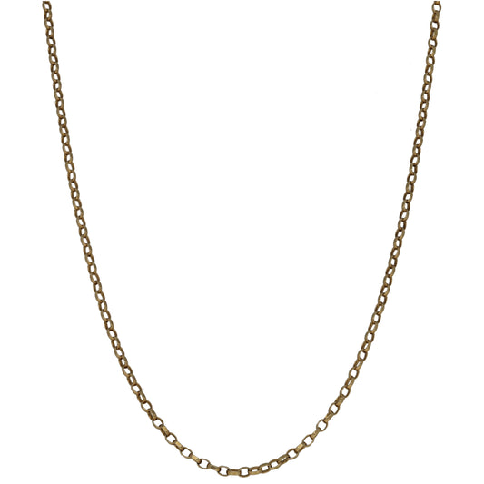 9ct gold belcher chain necklace, 30-inch fine linked chain