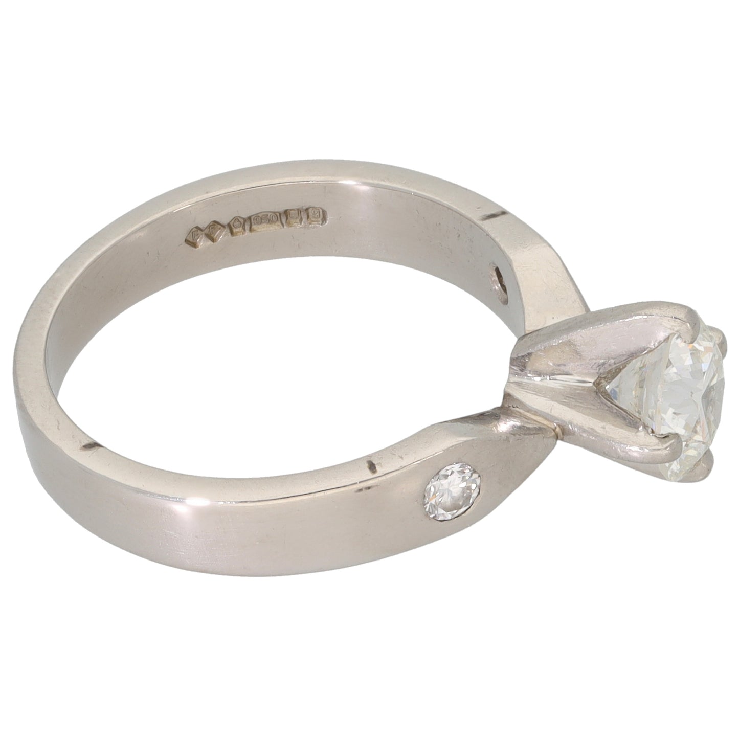 Platinum 0.93ct Diamond Three Stone Ring Size L
