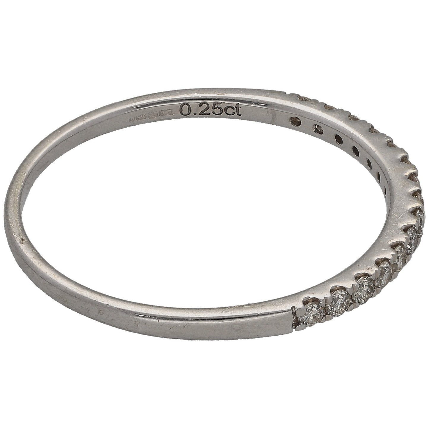 9ct White Gold 0.25ct Diamond Half Eternity Ring Size T