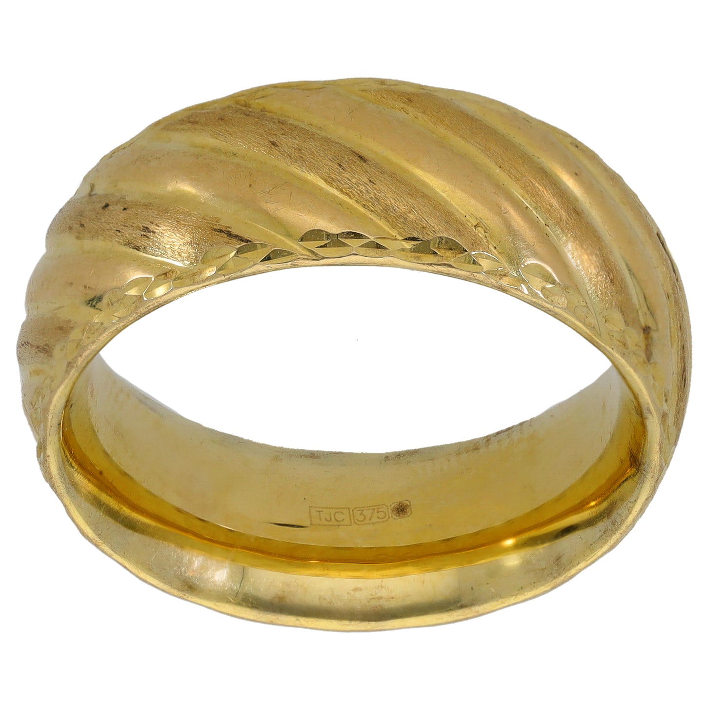 9ct Gold Patterned Wedding Ring Size W