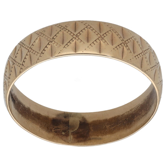 9ct Gold Patterned Wedding Ring Size R