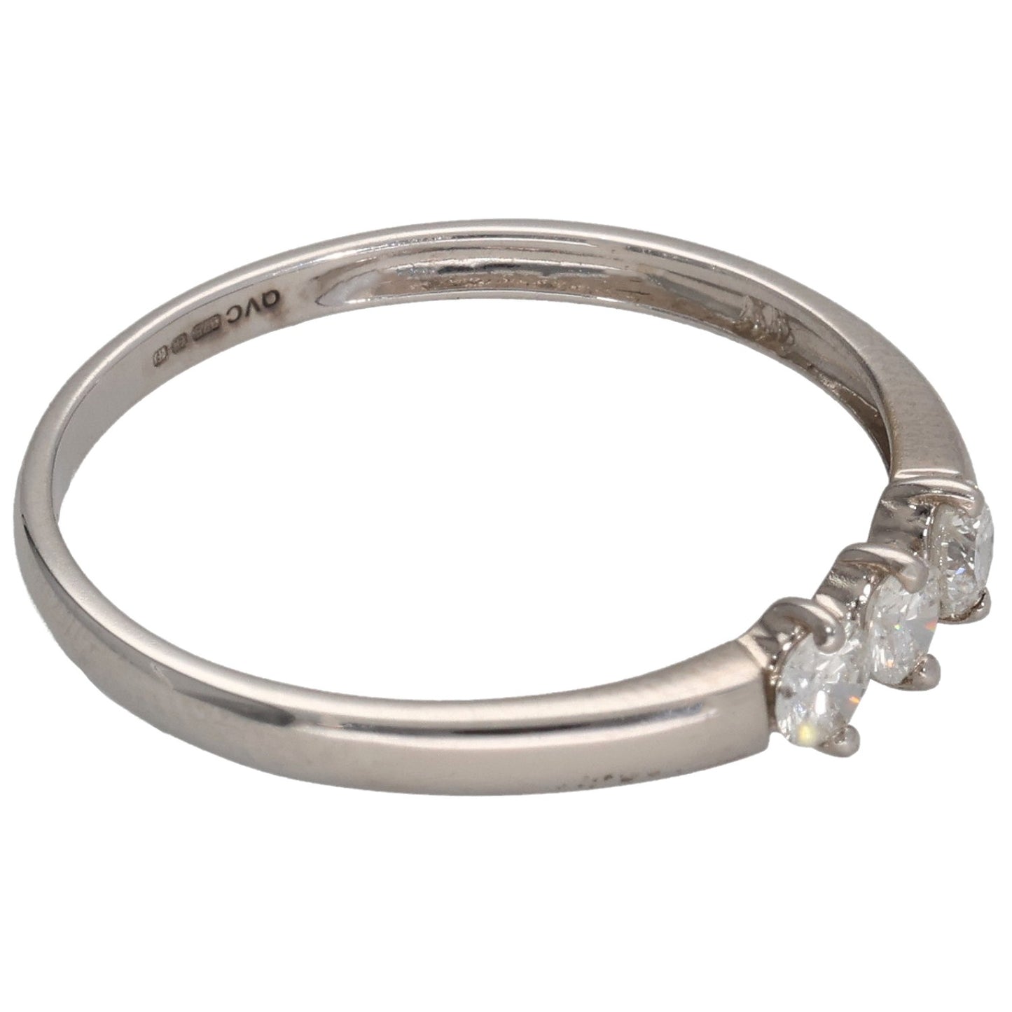 9ct White Gold 0.30ct Diamond Trilogy Ring Size R