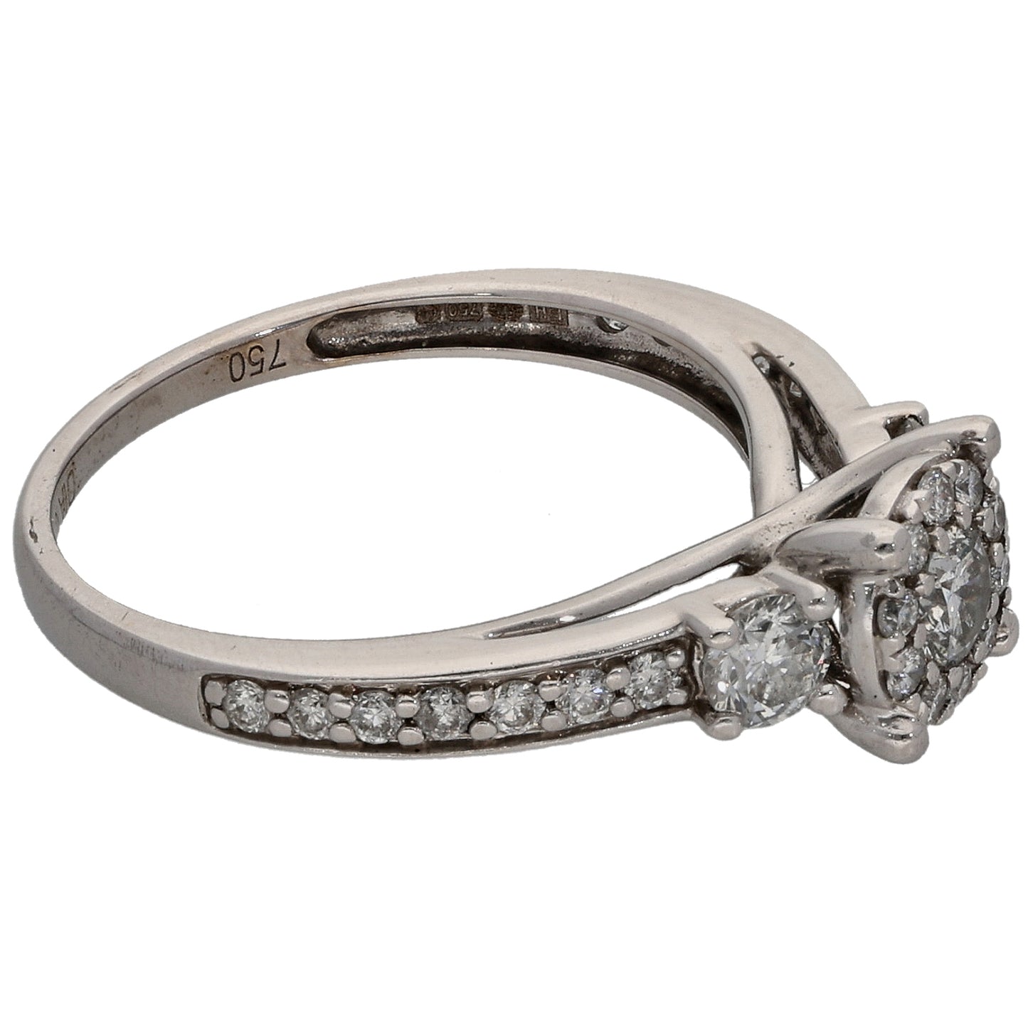 18ct White Gold 0.64ct Diamond Cluster Ring Size L