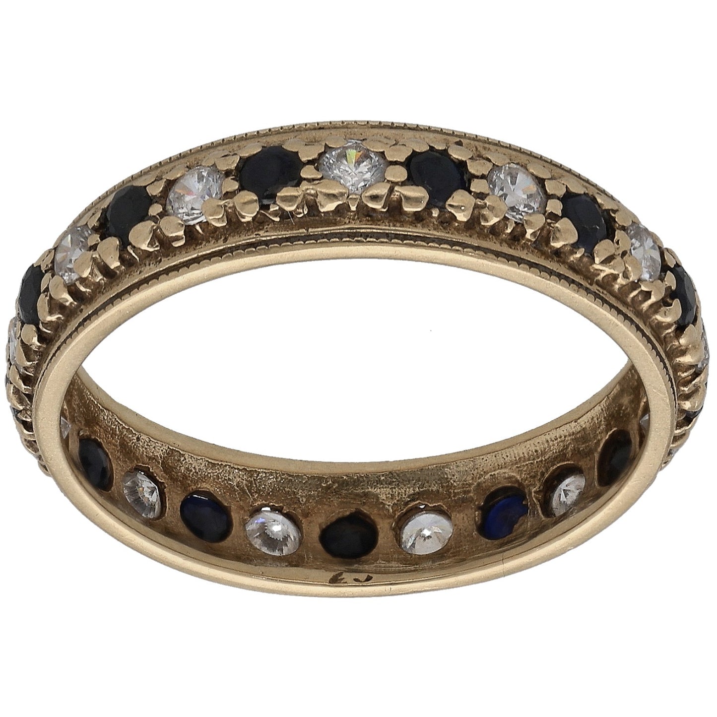 9ct Gold Sapphire & Cubic Zirconia Eternity Ring Size S