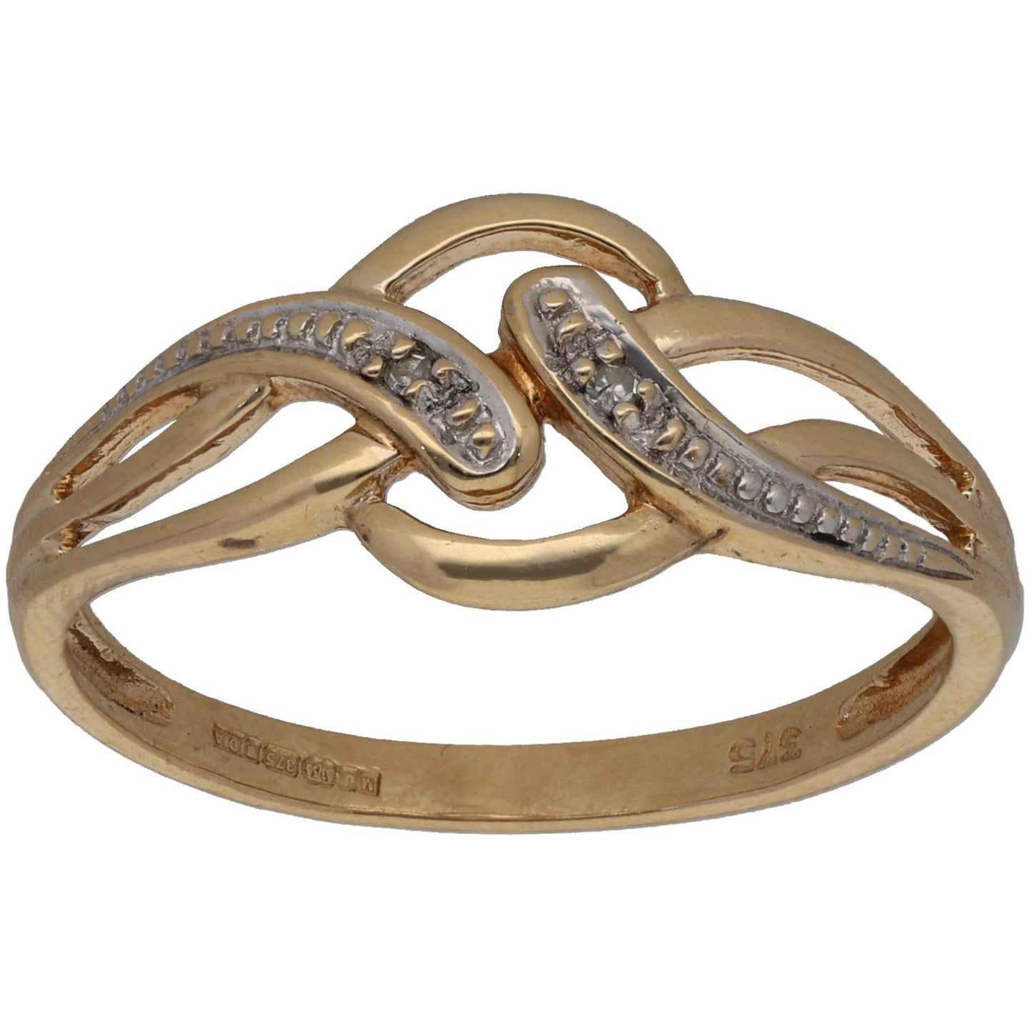 9ct Gold 0.01ct Diamond Dress/Cocktail Ring Size P