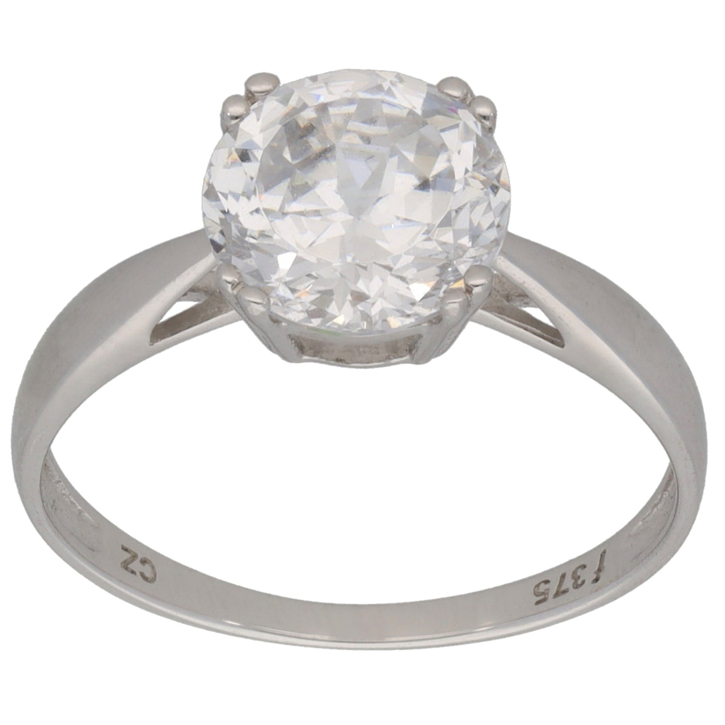 9ct White Gold Cubic Zirconia Single Stone Ring Size M