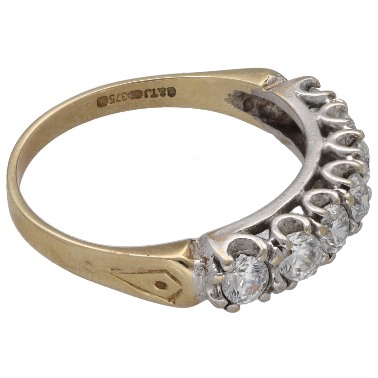 9ct Gold Cubic Zirconia Half Eternity Ring Size N