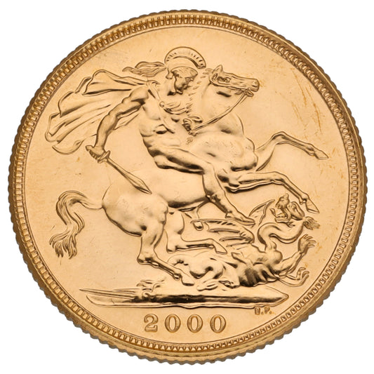 22ct Gold Queen Elizabeth II Full Sovereign Coin 2000